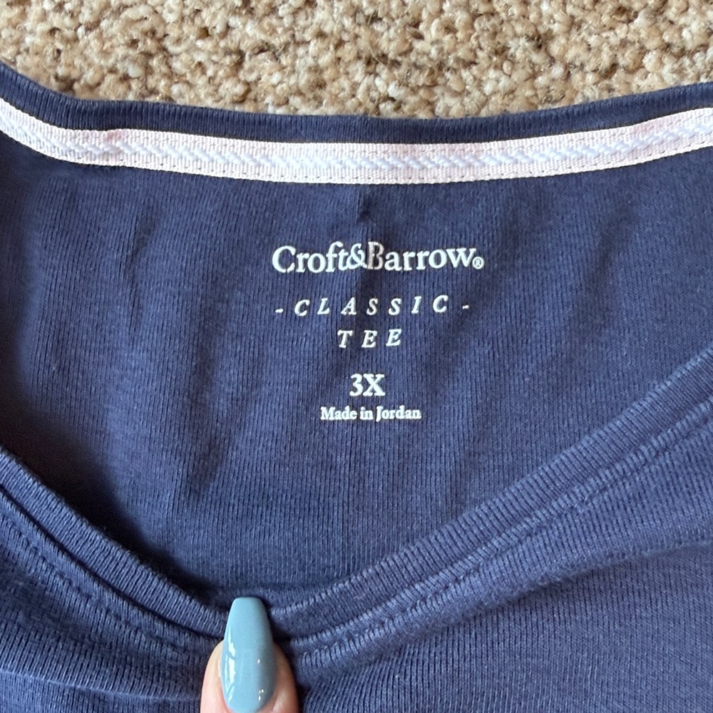 Croft & Barrow | Deep Blue Long Sleeve Tee Soft Scoop Neck - Picture 2 of 8